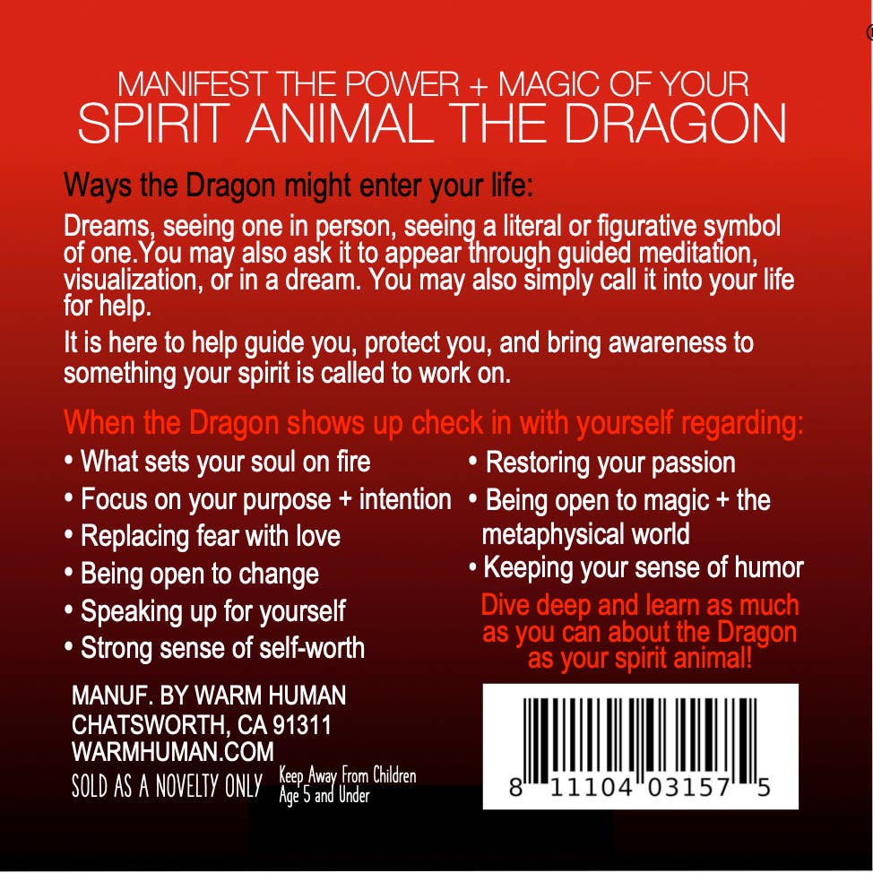 MANIFEST THE POWER + MAGIC OF YOUR SPIRIT ANIMAL THE DRAGON Charm Card