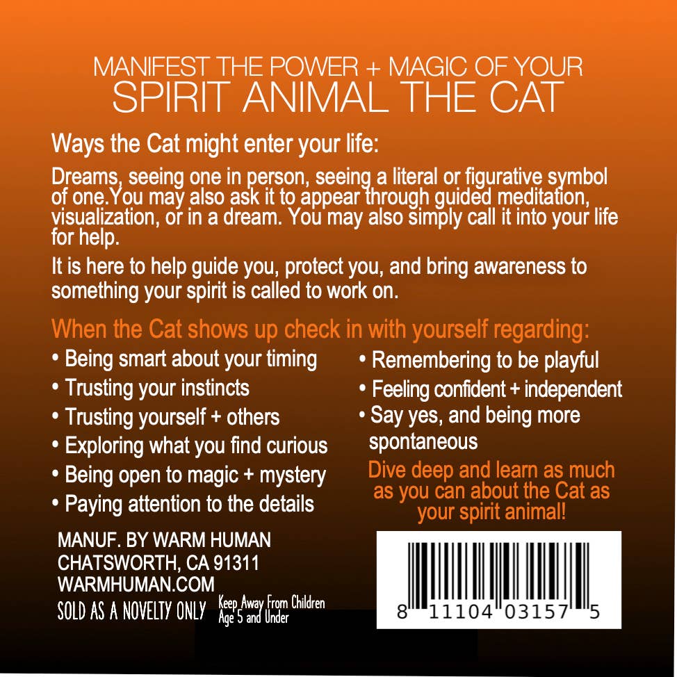 MANIFEST THE POWER + MAGIC OF YOUR SPIRIT ANIMAL THE CAT Charm Card