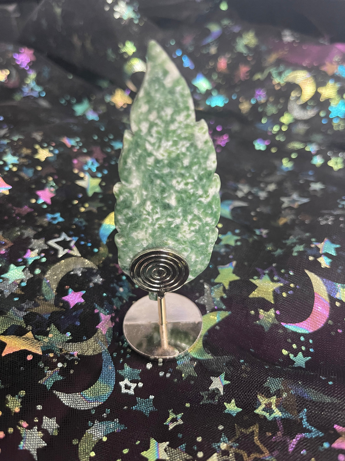 Crystal Gemstone Feather - Moss Agate