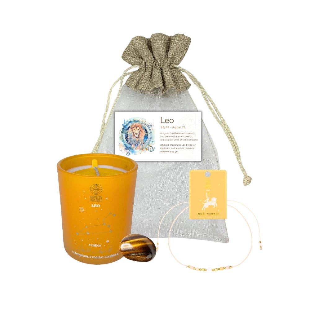 Leo Zodiac Bundle - Candle, Crystal, and Bracelet