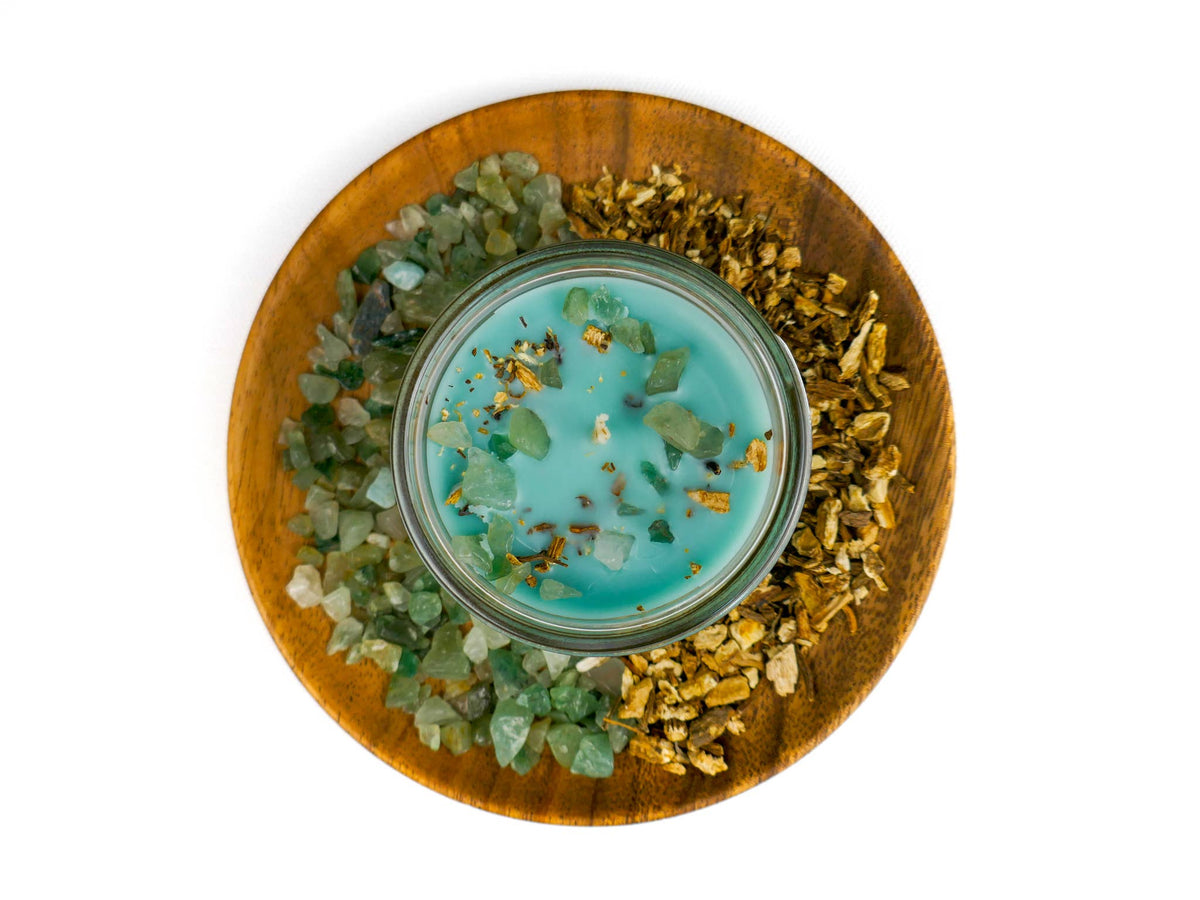 Aventurine Crystal Mini Candle - Glass Jar (4 oz)