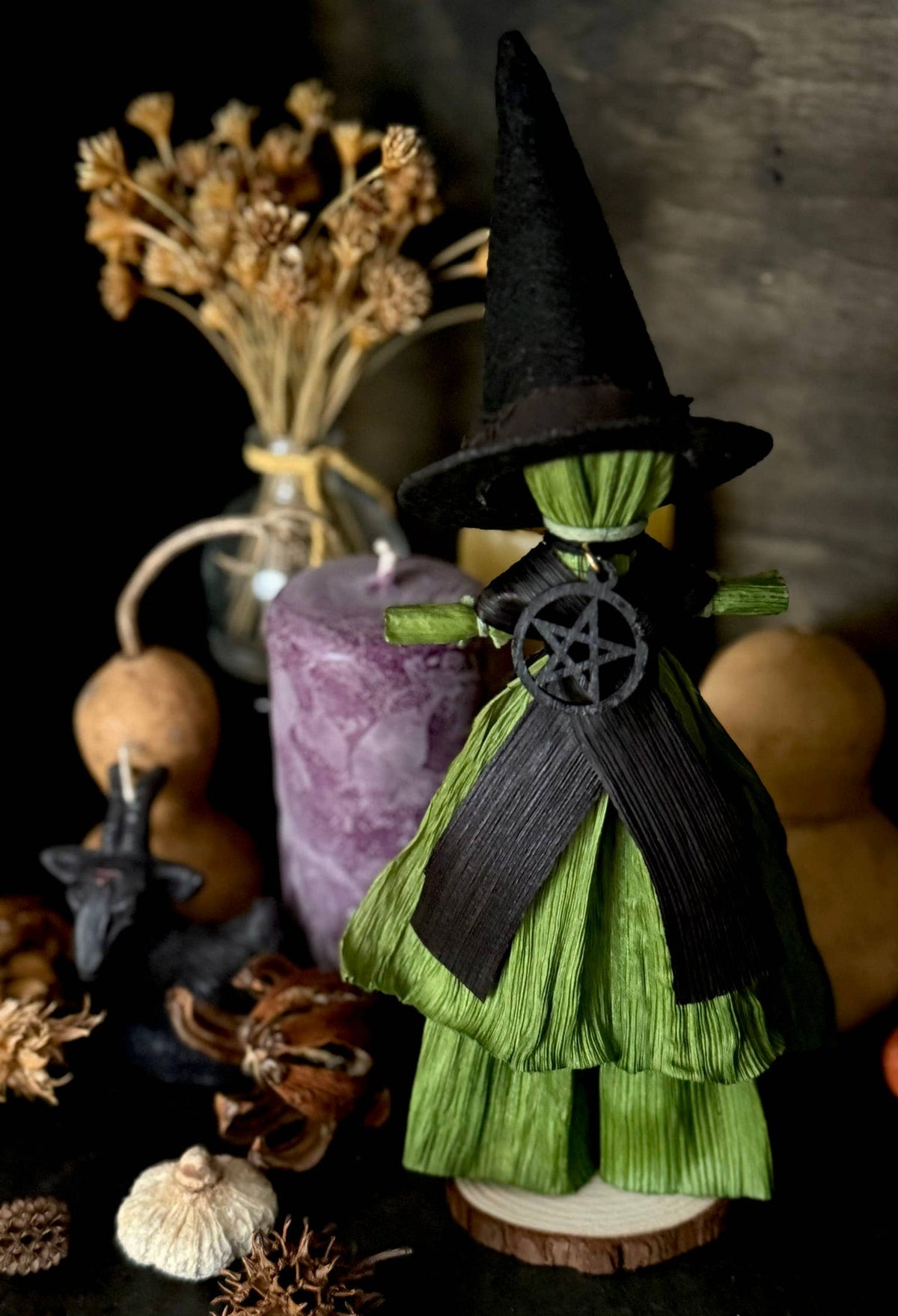Pentacle Witch Corn Husk Doll / Samhain Folk Poppet