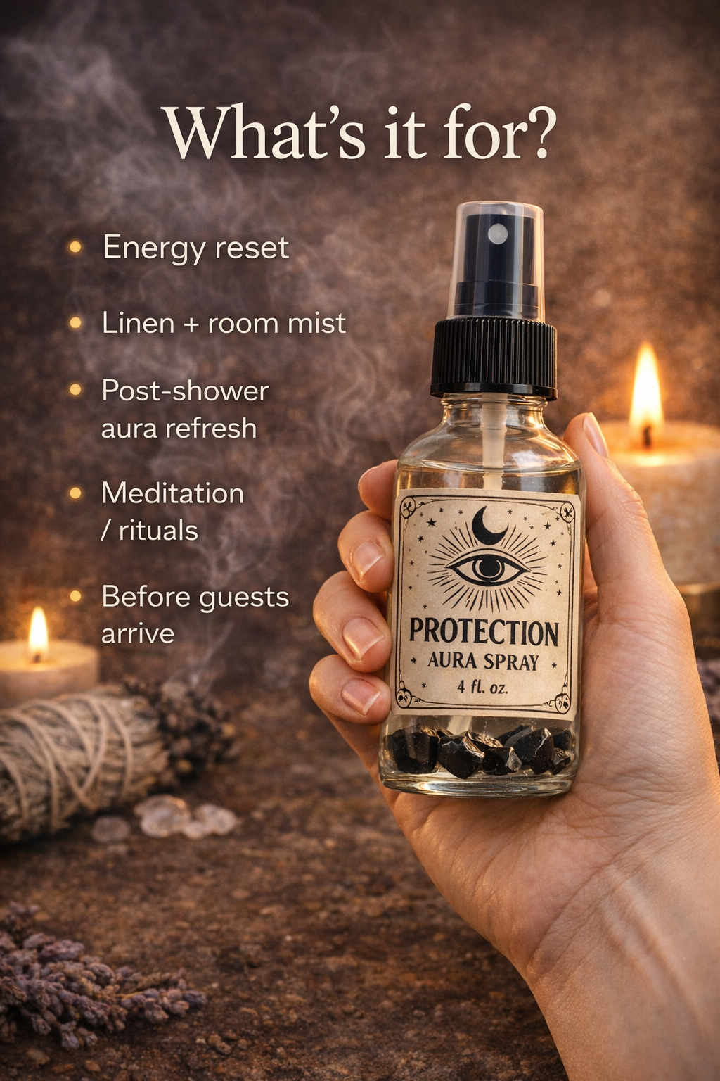 Protection Aura Cleansing Spray – Crystal-Infused Energy Clearing Mist for Spiritual Balance and Clarity Reiki charged