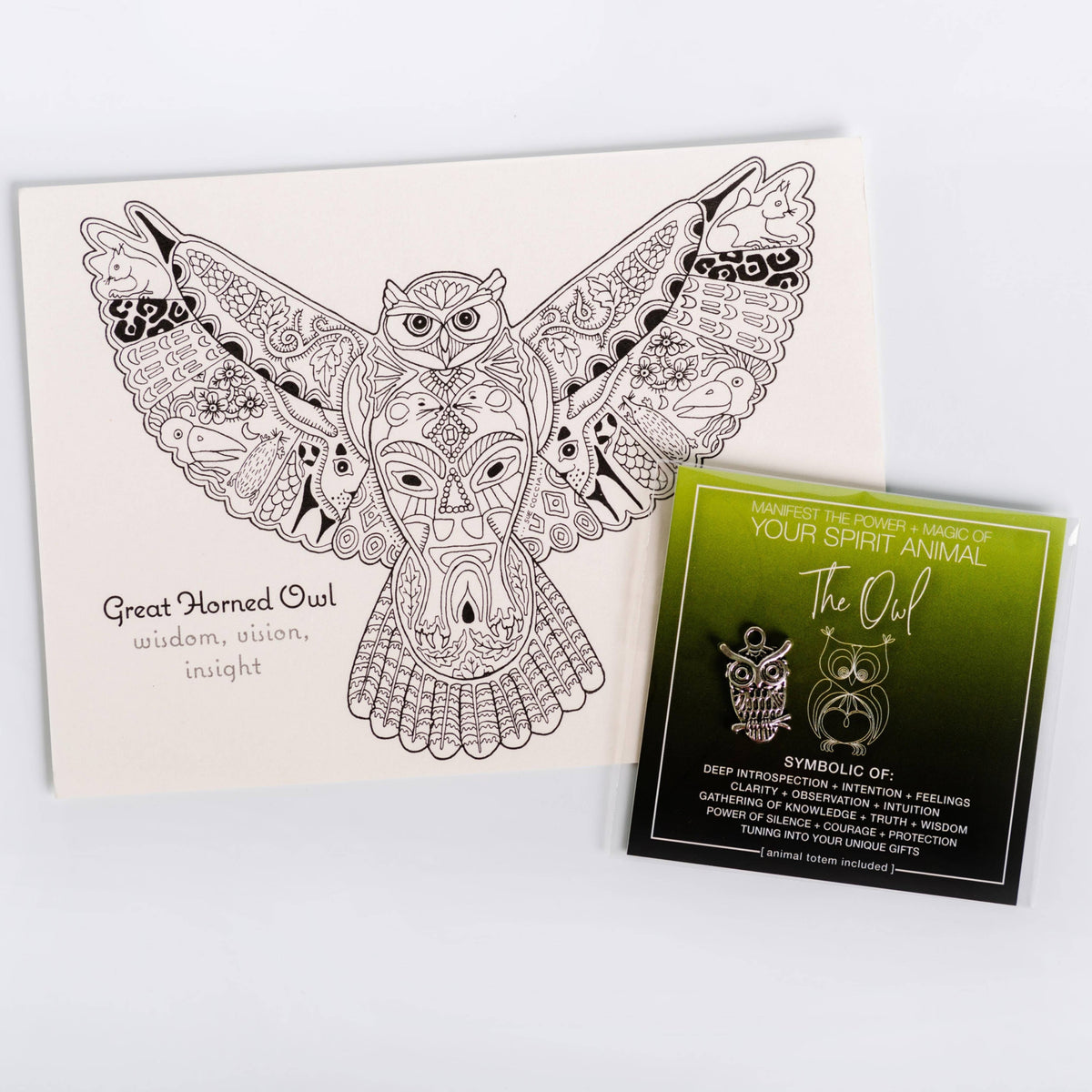 MANIFEST THE POWER + MAGIC OF YOUR SPIRIT ANIMAL THE OWL Charm Card