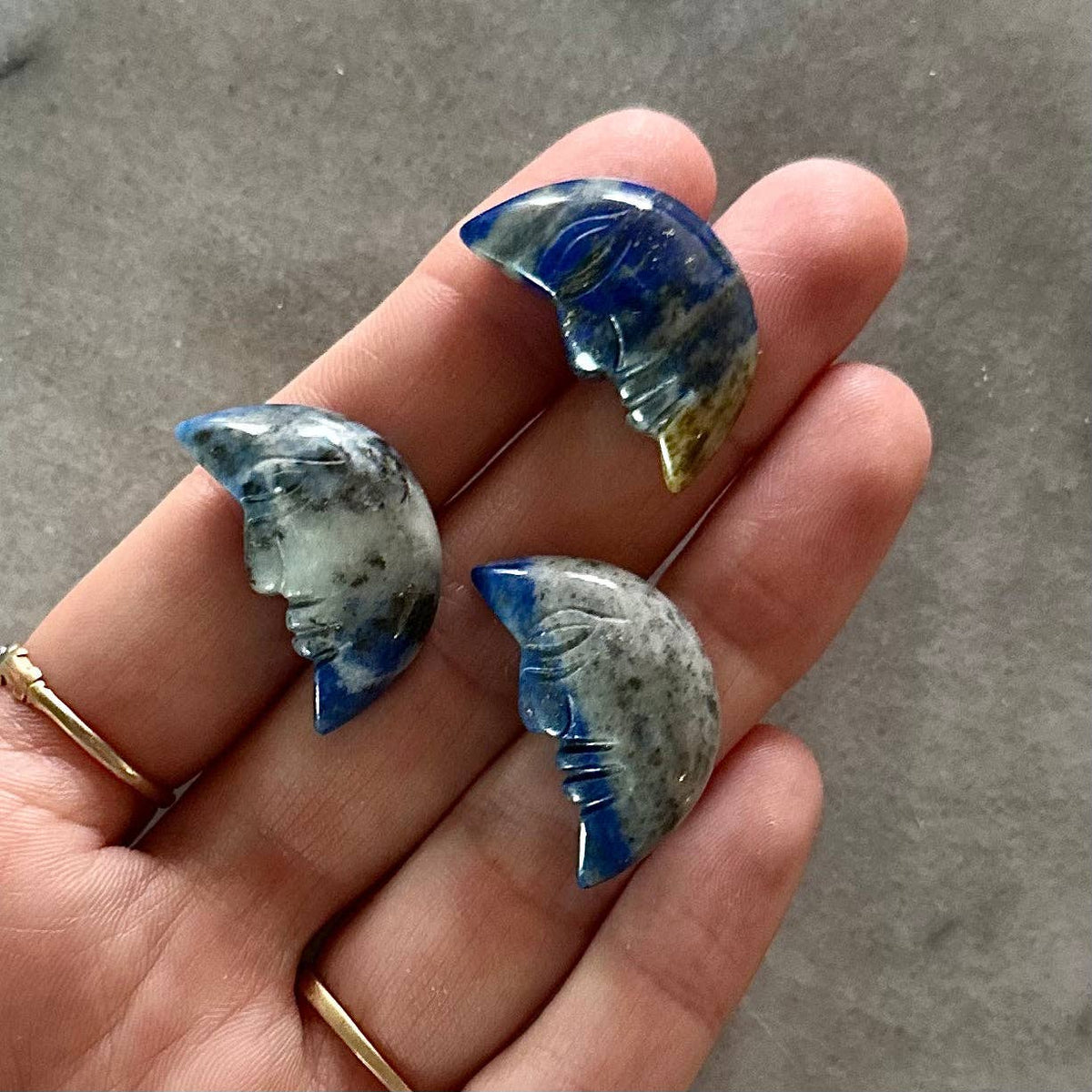 Lapis Lazuli Crystal Gemstone Moon Face