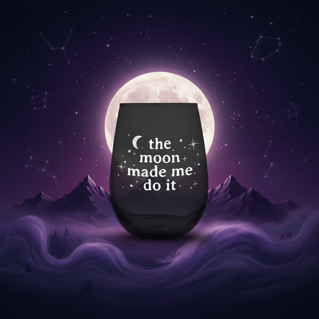The Moon Made Me Do It Stemless Wine Glass