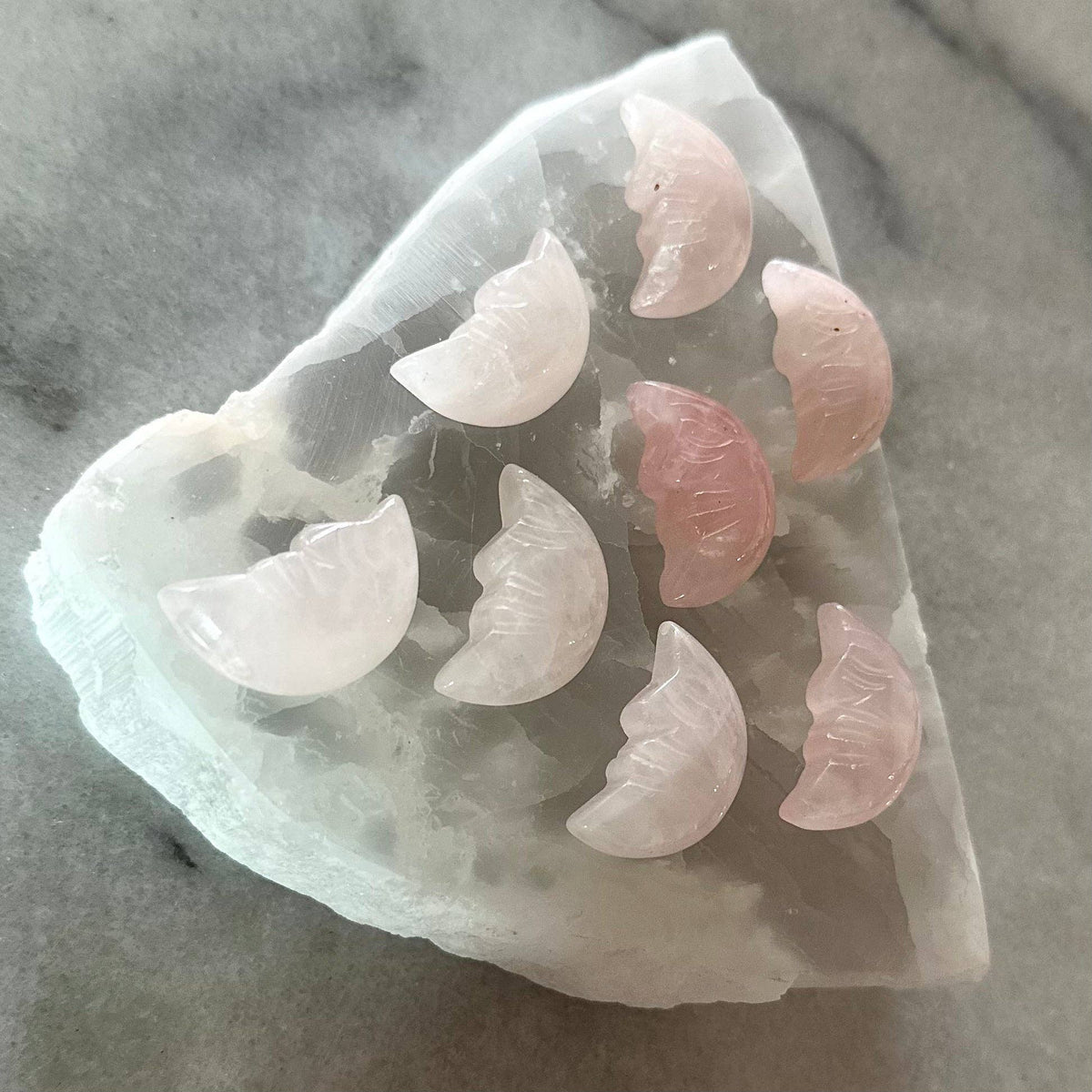 Rose Quartz Crystal Gemstone Moon Face