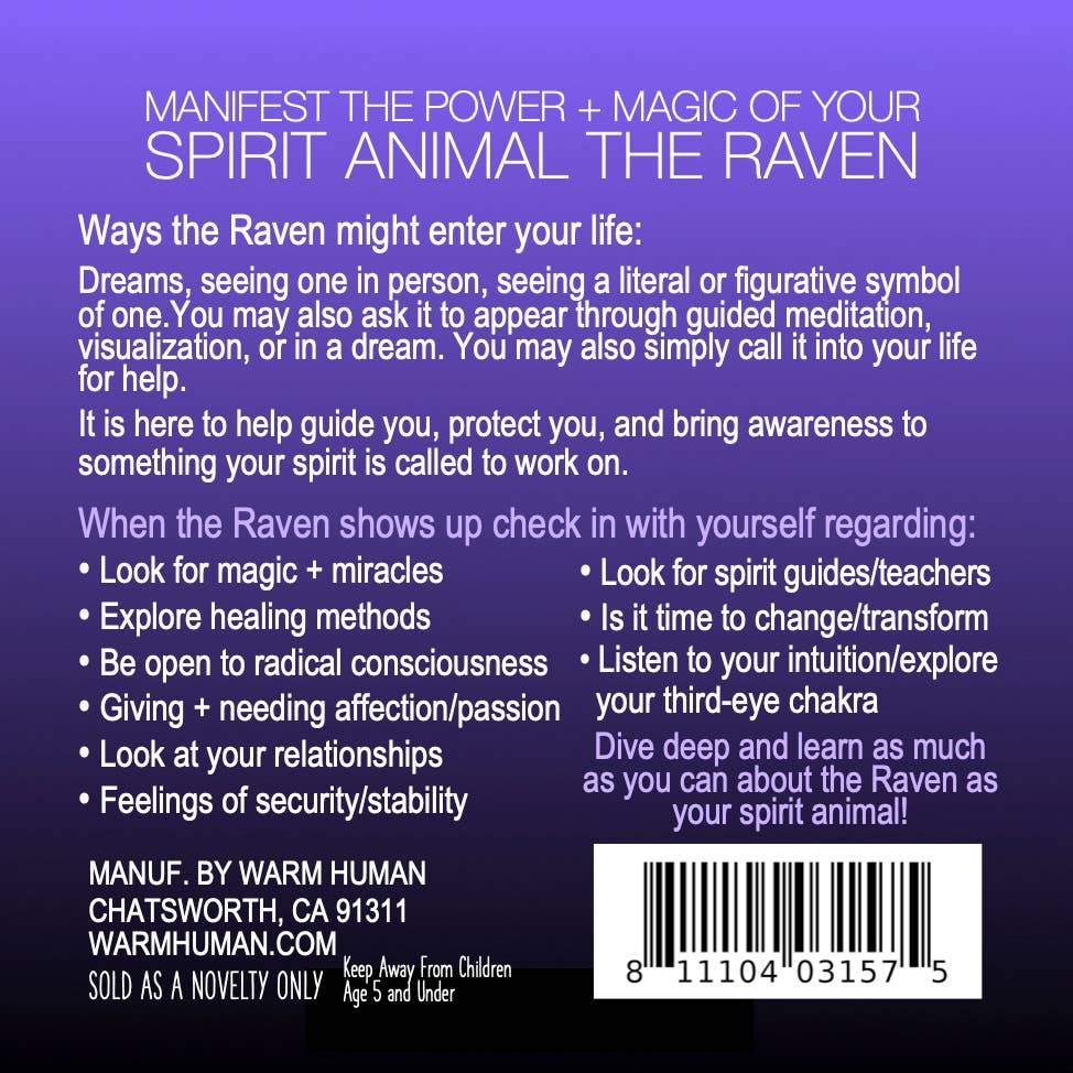 MANIFEST THE POWER + MAGIC OF YOUR SPIRIT ANIMAL THE RAVEN Charm Card
