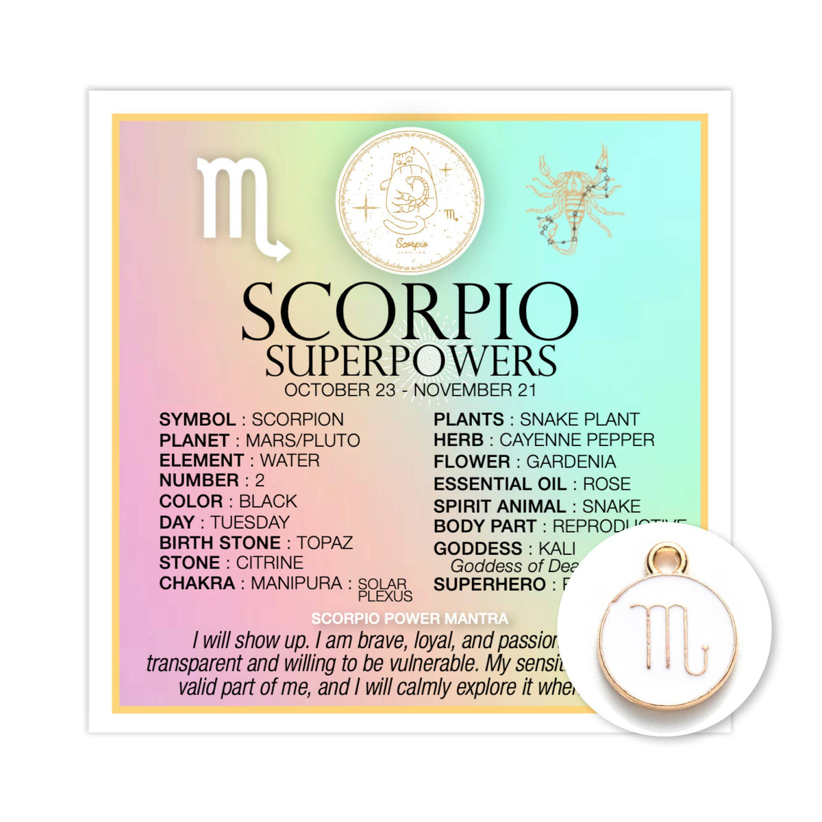 SCORPIO Superpowers Charm Card