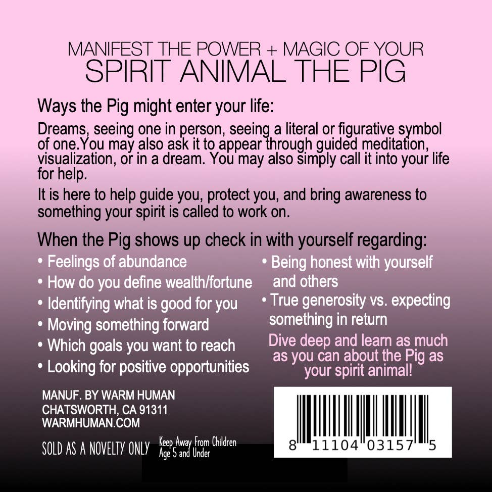 MANIFEST THE POWER + MAGIC OF YOUR SPIRIT ANIMAL THE PIG Charm Card