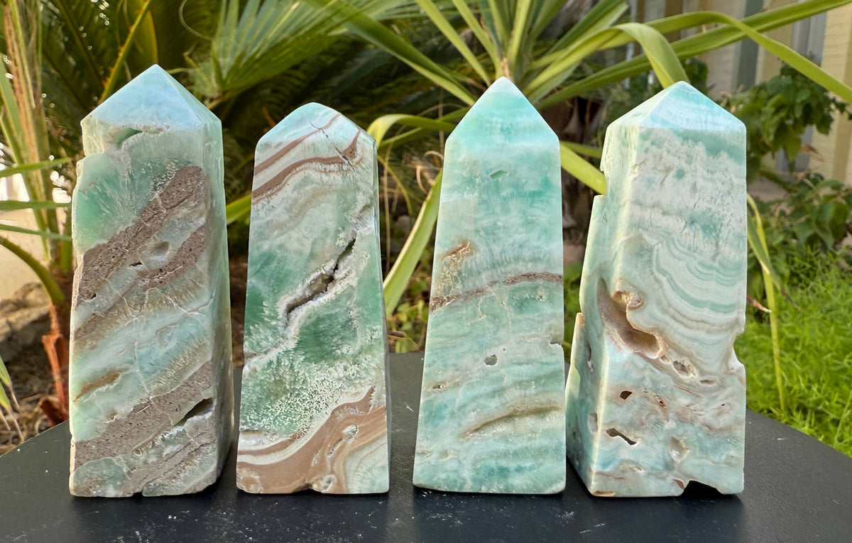 Blue Aragonite Crystal Tower Obelisk