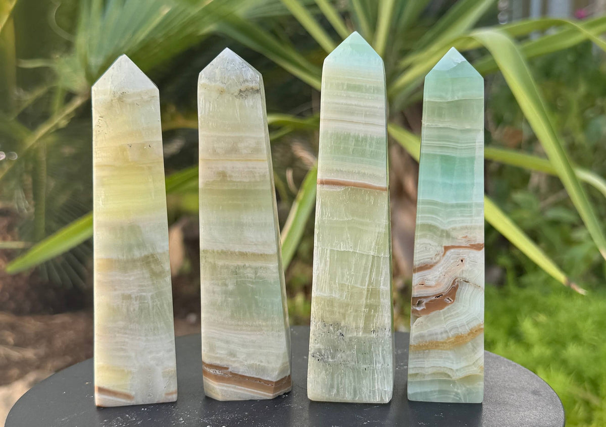 Pistachio Calcite Crystal Tower Obelisk