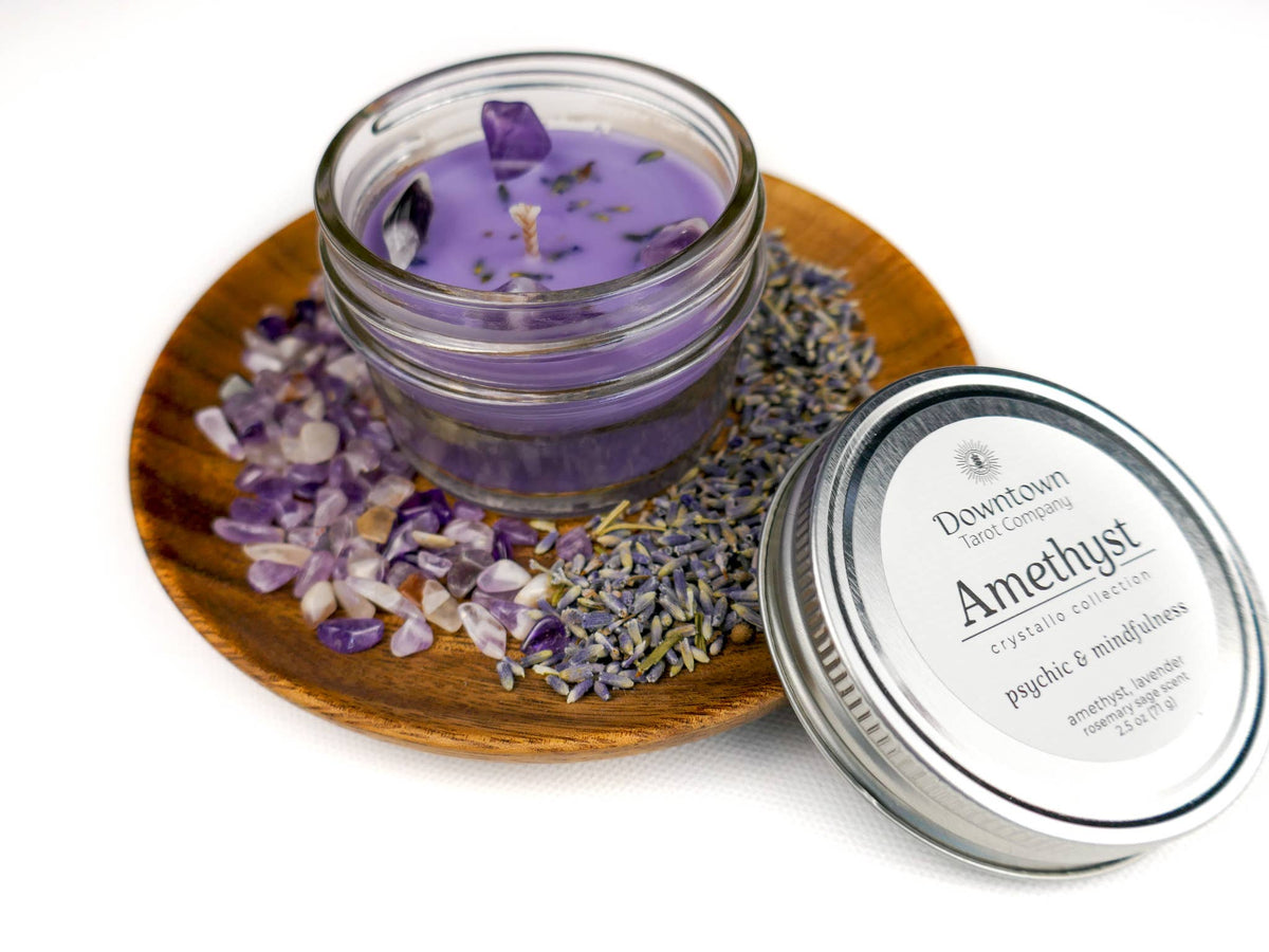 Amethyst Crystal Mini Candle - Glass Jar (4 oz)