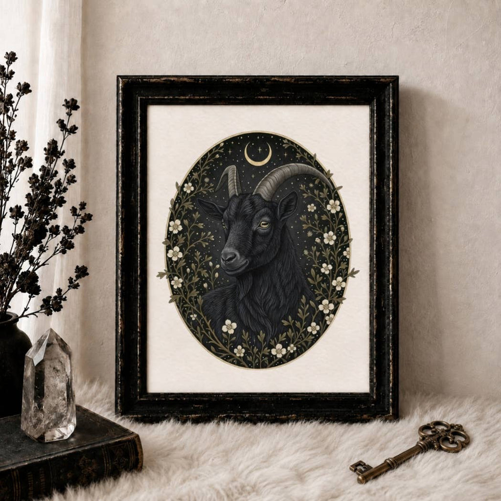 Blackthorn Goat - Gothic Botanical Art Print | 8x10