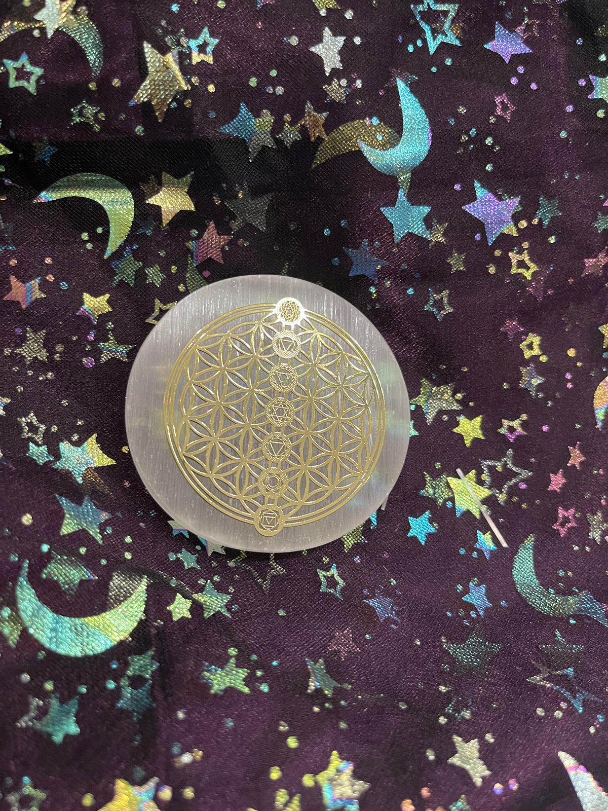 Gold and Selenite Charger (4”)
