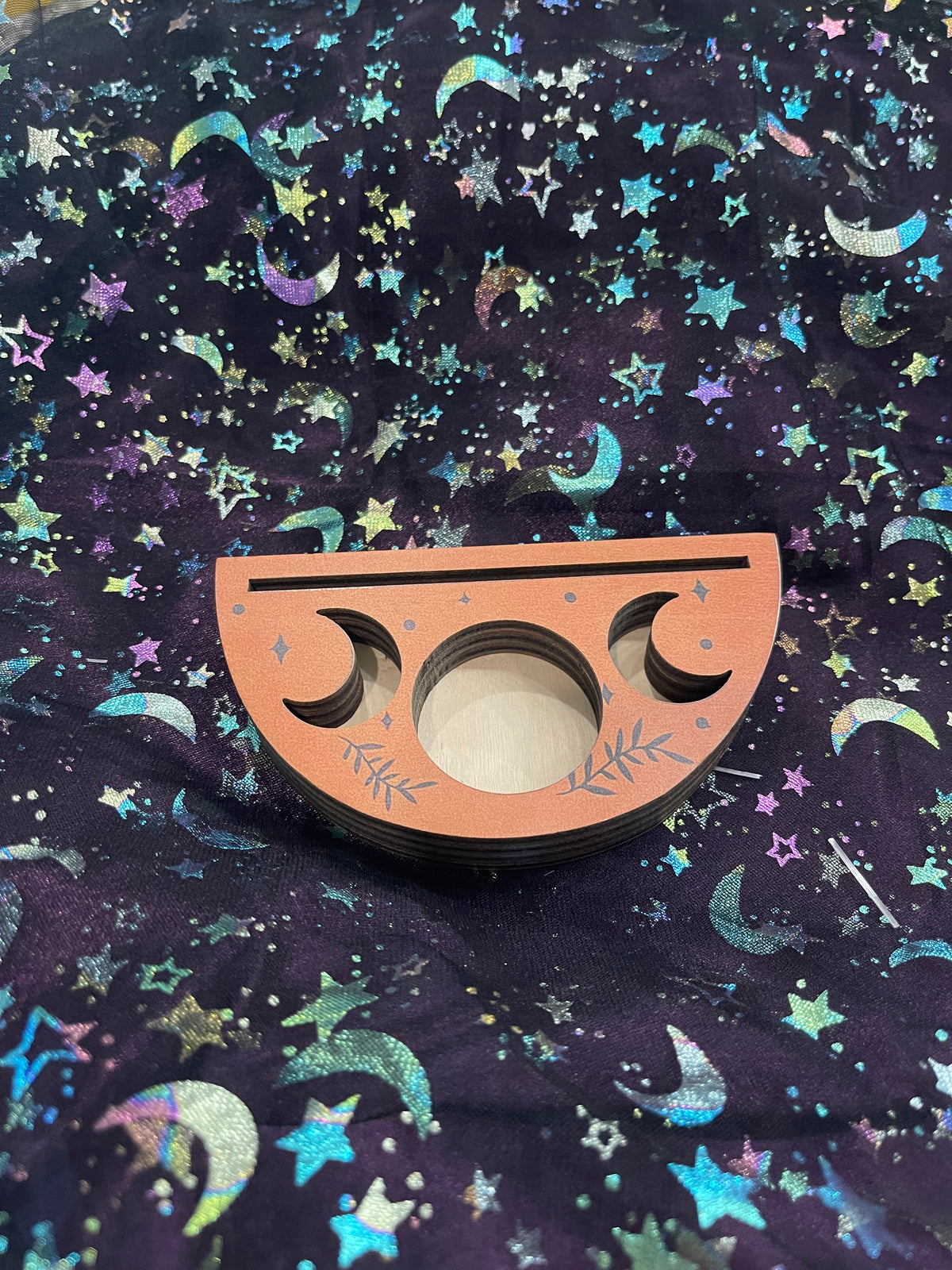 Brown Wooden Oracle/Tarot Card and Tealight Candle Holder