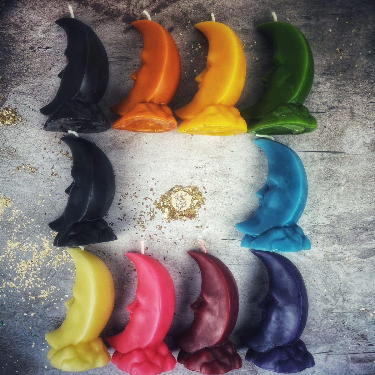 Beeswax Crescent Moon Spell Candle - Lunar Magic & Manifestation