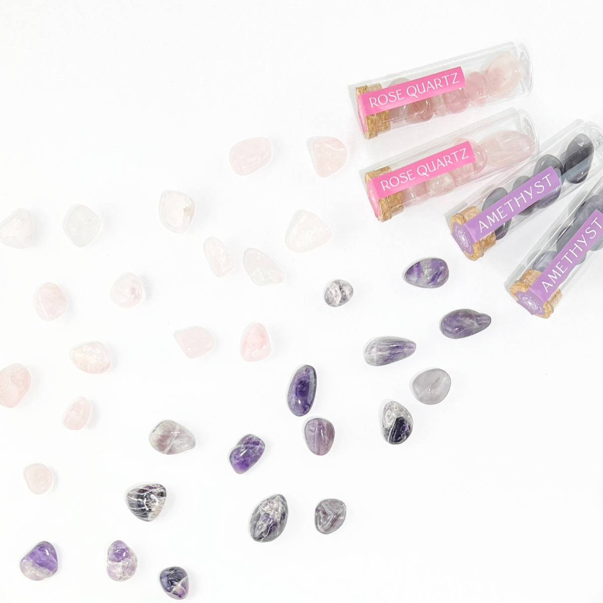 Natural Amethyst Tumbled Gemstone Intention Vial