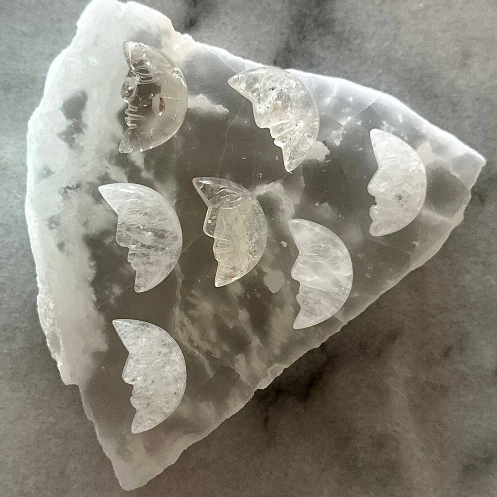 Quartz Crystal Gemstone Moon Face