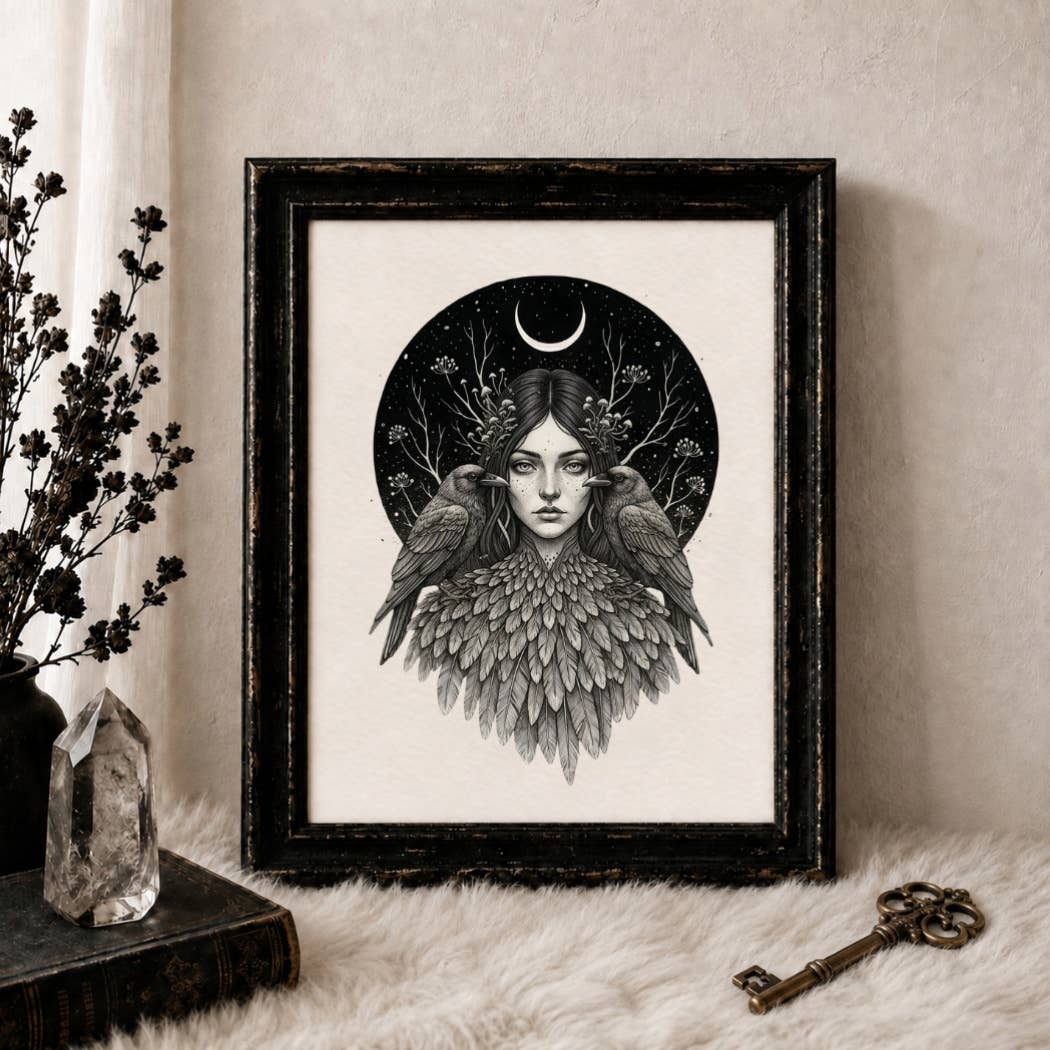 Daughter of the Black-Winged Ones - 5×7 Raven Art Print