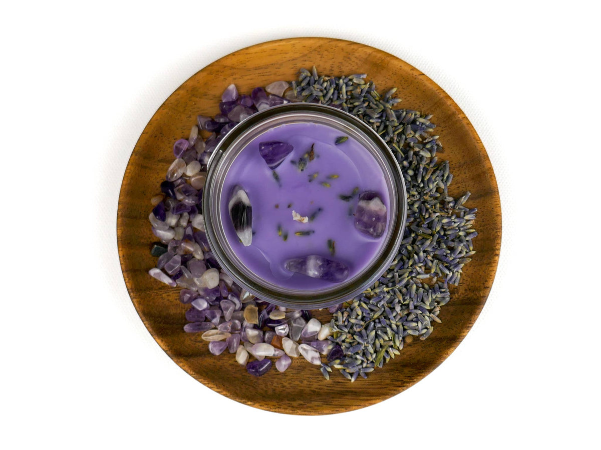Amethyst Crystal Mini Candle - Glass Jar (4 oz)