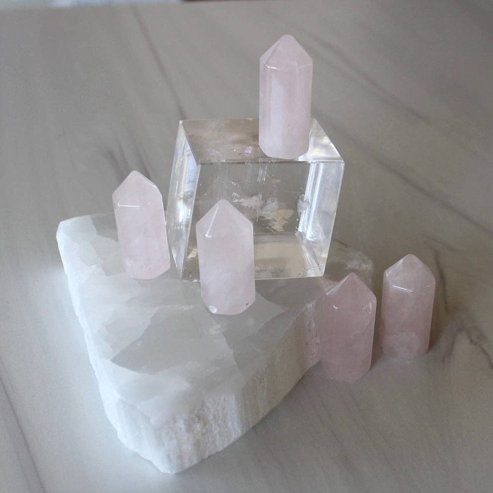 Rose Quartz Crystal Gemstone Tower
