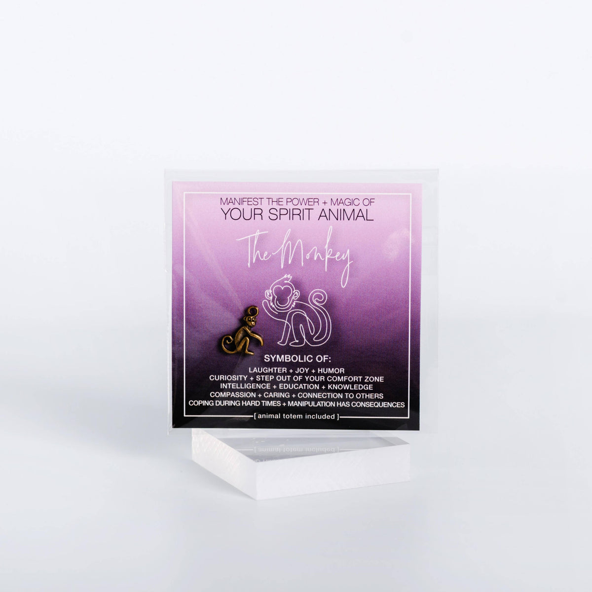 MANIFEST THE POWER + MAGIC OF YOUR SPIRIT ANIMAL THE MONKEY Charm Card