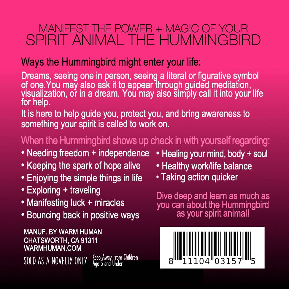 MANIFEST THE POWER + MAGIC OF YOUR SPIRIT ANIMAL HUMMINGBIRD Charm Card