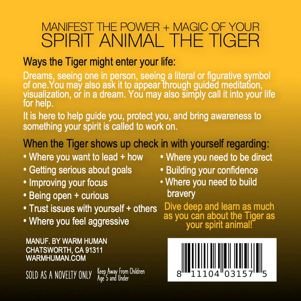 MANIFEST THE POWER + MAGIC OF YOUR SPIRIT ANIMAL THE TIGER Charm Card