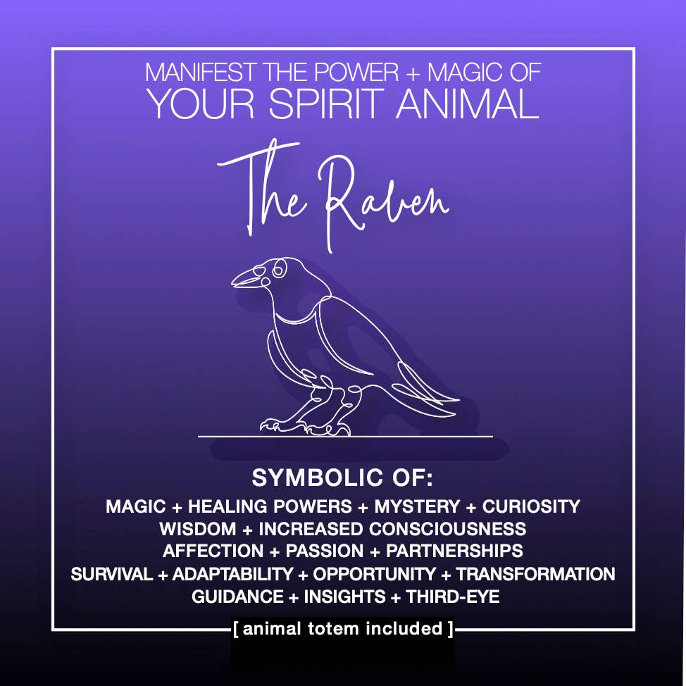 MANIFEST THE POWER + MAGIC OF YOUR SPIRIT ANIMAL THE RAVEN Charm Card