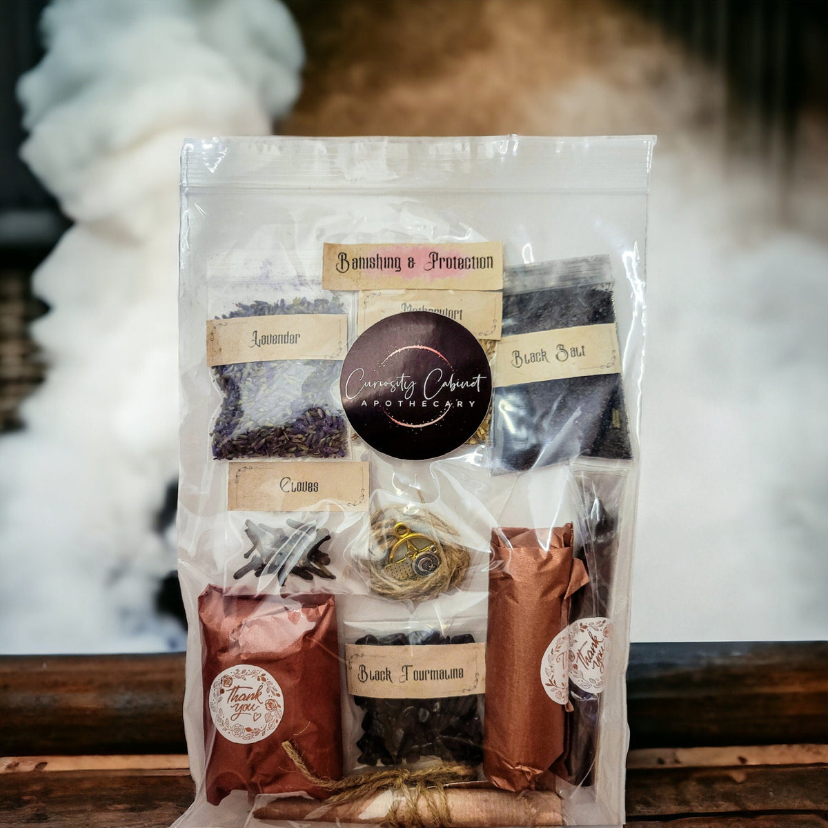 Protection Banishing Intention Bottle Kit - Deluxe or Gift Set - DIY Witchcraft Supplies - Herbs and Crystals