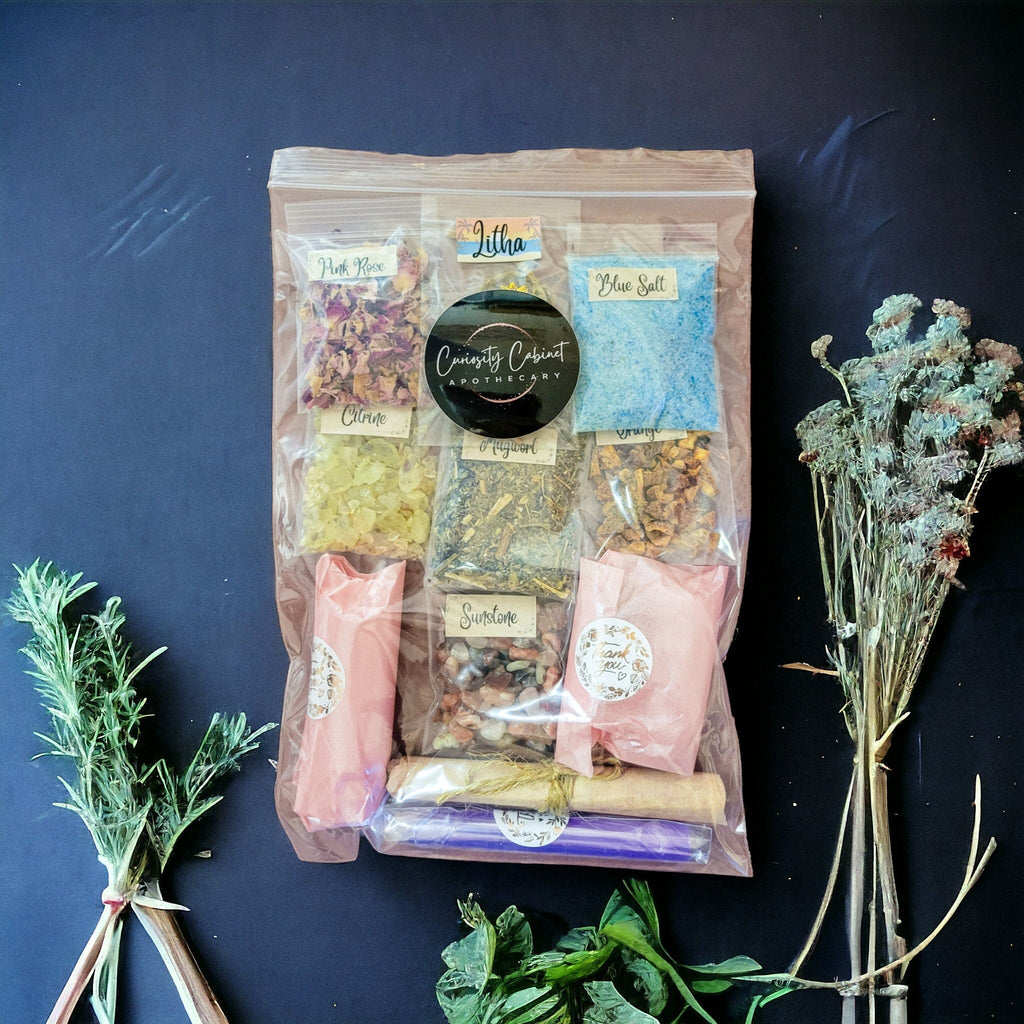 DIY Litha Spell Jar Kit: Citrine, Sunstone & Herbs - Beginner Witchcraft