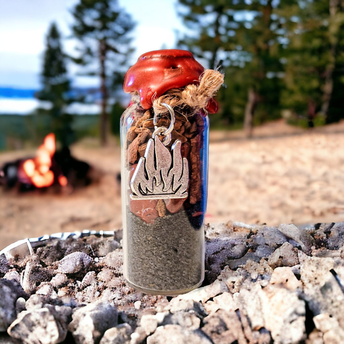 4 Elements Spell Jars Set: Altar Decor with Crystals & Charms