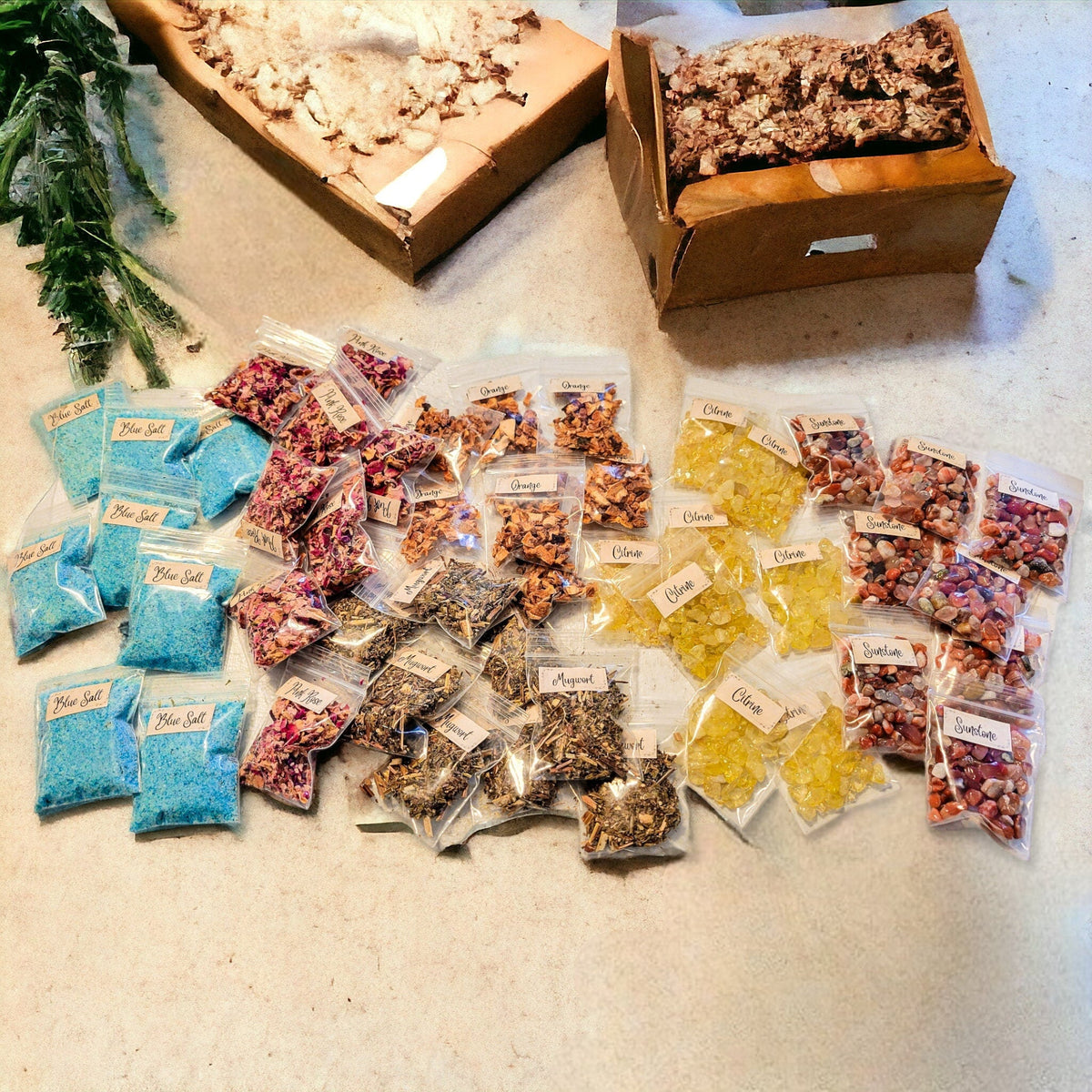 DIY Litha Spell Jar Kit: Citrine, Sunstone & Herbs - Beginner Witchcraft