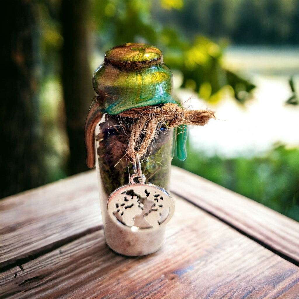 4 Elements Spell Jars Set: Altar Decor with Crystals & Charms