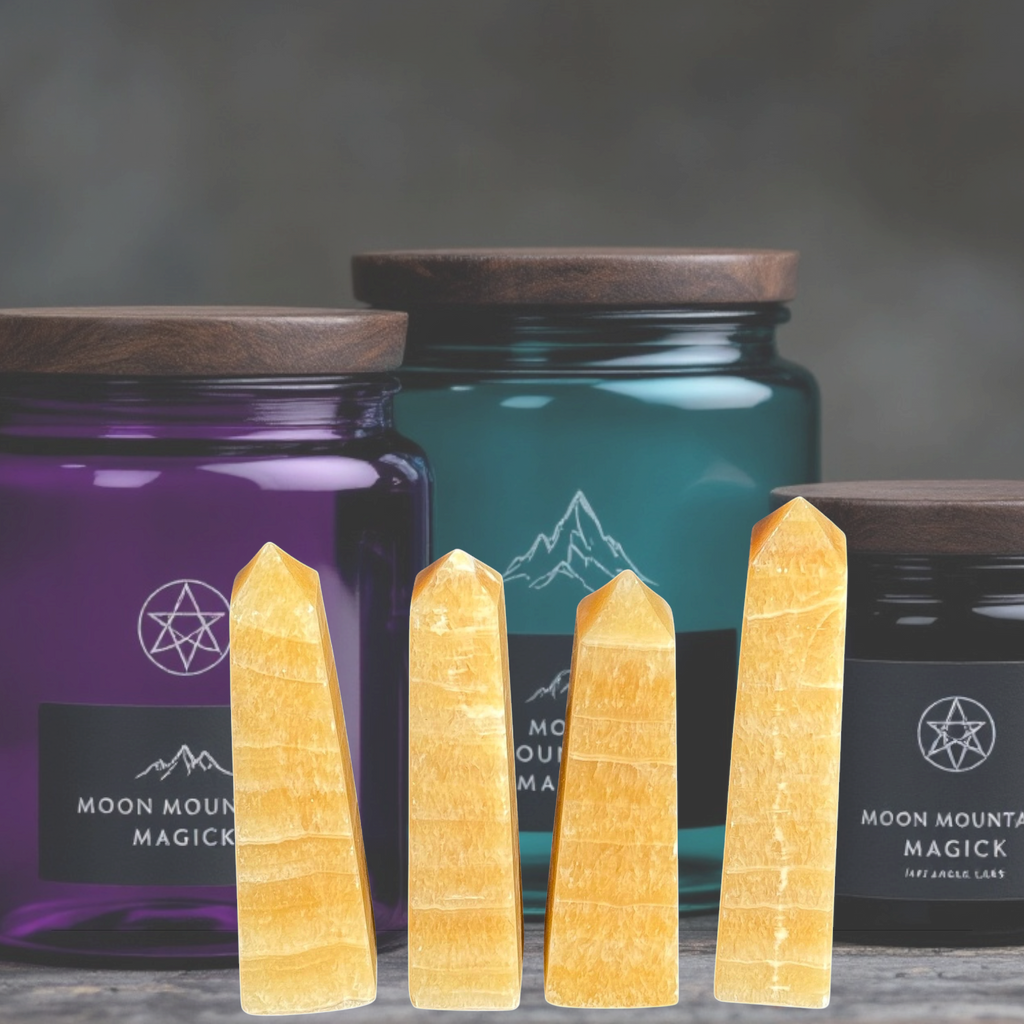 Mango Calcite Crystal Tower Obelisk