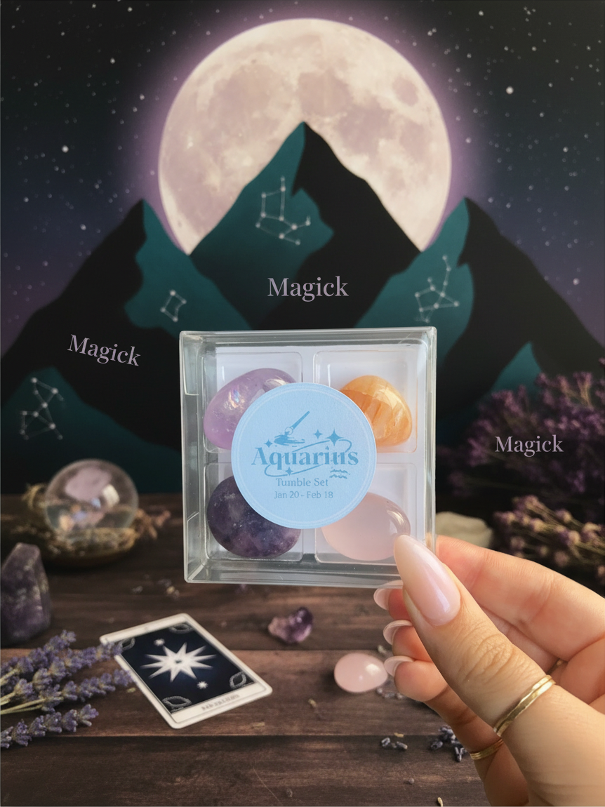 Aquarius Zodiac Tumbled Crystal Set - Innovation & Clarity