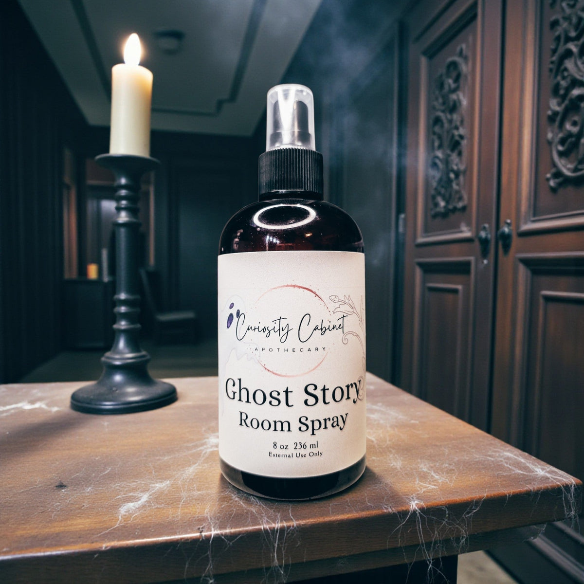 Ghost Story Room Spray All Natural, Black Tea Lilac Dragons Blood Essential Oil Mist, Witchy Dark Academia Decor Gift, 8oz